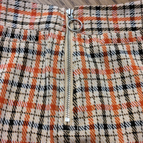 Orange and Black Checkered Mini Skirt - Picture 2 of 4